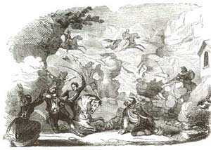 Illustrazione relativa allo spettacolo Roberto di Moldartz, messo in scena dalla Compagnia Equestre Guillaume al Teatro Gerbino di Torino (in Il Mondo Illustrato, n. 9, 1848)