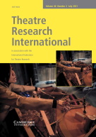 Theatre Research international, Volume 46, Number 2, July 2021