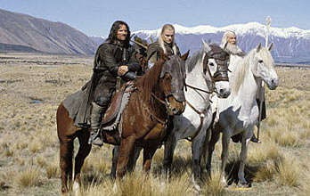 Aragorn, Legolas e Gandalf (Viggo Mortensen, Orlando Bloom, Ian McKellen)