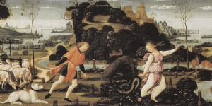 Cassone Adimari, tavola, 1450, Firenze, Galleria dell'Accademia (particolare)