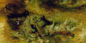 J.M.W. Turner, "Negrieri buttano in mare morti e moribondi" (1840, particolare)