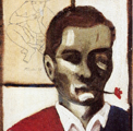 Pier Paolo Pasolini, "Autoritratto col fiore in bocca" (1947). Firenze, Gabinetto G.P. Vieusseux