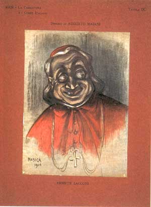 La caricatura di Ermete Zacconi come Cardinale Lambertini 