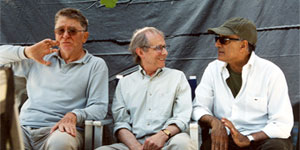 I tre registi: Ermanno Olmi, Ken Loach, Abbas Kiarostami