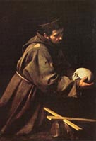 Caravaggio, San Francesco in meditazione, Chiesa di S. Petro a Carpineto Romano